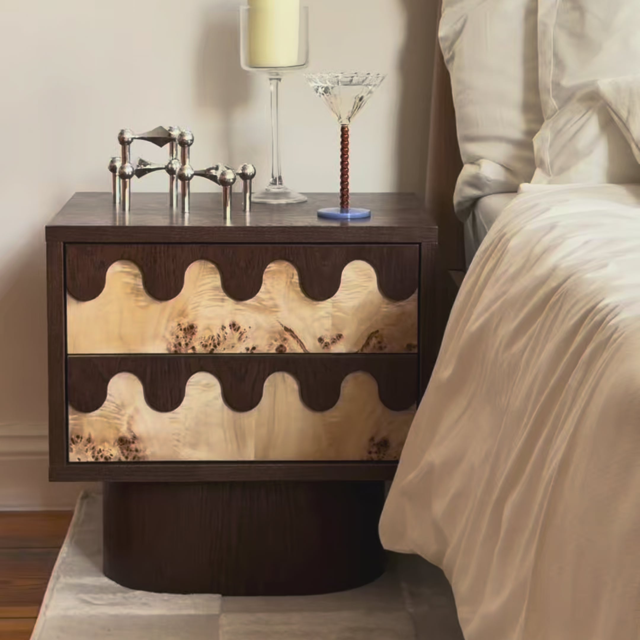 Load video: MERROW BURL Nightstand